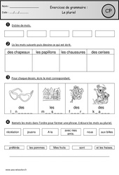 Révisions - Pluriel - Grammaire : 3eme Harmos - PDF à imprimer