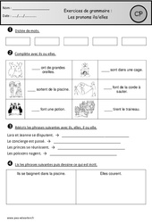 Révisions - Pronoms ils - elles - Grammaire : 3eme Harmos - PDF à imprimer