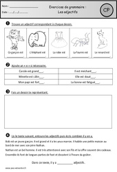 Adjectifs - Exercices - Grammaire : 3eme Harmos - PDF à imprimer