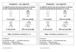 Adjectifs - Cours, Leçon : 3eme Harmos - PDF gratuit à imprimer