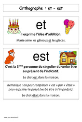 et - est - Homonymes - Affiche pour la classe - Orthographe : 3eme Harmos - PDF à imprimer