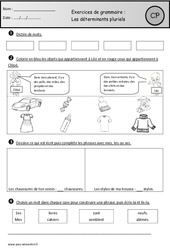 Révisions - Déterminants pluriels - Grammaire : 3eme Harmos - PDF à imprimer