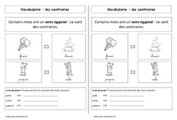 Contraires - Cours, Leçon : 3eme Harmos - PDF gratuit à imprimer