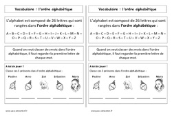 Ordre alphabétique - Cours, Leçon : 3eme Harmos - PDF gratuit à imprimer