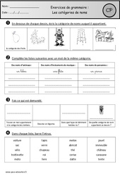 Exercices - Catégories de noms - Vocabulaire : 3eme Harmos - PDF à imprimer