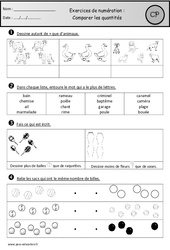 Exercices - Comparer des quantités : 3eme Harmos - PDF à imprimer