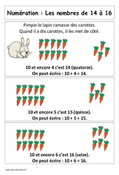 Leçon Nombres de 14 à 16 - Cours, Leçon : 3eme Harmos - PDF à imprimer
