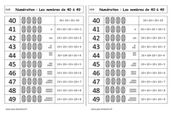 Nombres de 40 à 49 - Cours, Leçon : 3eme Harmos - PDF à imprimer