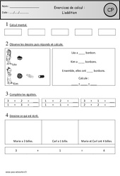 Exercice Révisions - Addition - Calcul : 3eme Harmos - PDF à imprimer