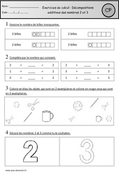 Exercices - Décompositions additives des nombres 2  : 3eme Harmos - PDF à imprimer