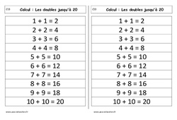 Doubles jusqu'à 20 - Cours, Leçon : 3eme Harmos - PDF gratuit à imprimer