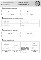 Exercices - Doubles jusqu’à 10 - Calcul : 3eme Harmos - PDF à imprimer