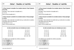 Doubles et moitiés - Cours, Leçon : 3eme Harmos - PDF gratuit à imprimer