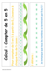 Compte de 5 en 5 - Affiche pour la classe - Calcul : 3eme Harmos - PDF à imprimer