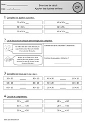 Exercices - Ajouter des dizaines entières : 3eme Harmos - PDF à imprimer