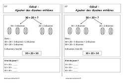 Ajouter des dizaines entières - Cours, Leçon : 3eme Harmos - PDF gratuit à imprimer