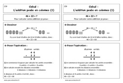 Addition posée en colonnes - Cours, Leçon : 3eme Harmos - PDF gratuit à imprimer