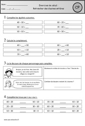 Exercices - Retrancher des dizaines entières : 3eme Harmos - PDF à imprimer