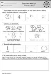 Exercices - Dictionnaire spatial - Géométrie : 3eme Harmos - PDF à imprimer