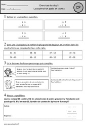 Exercices - Soustraction posée en colonnes - Calcul : 3eme Harmos - PDF à imprimer