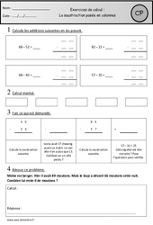 Révisions - Soustraction posée en colonnes - Calcul : 3eme Harmos - PDF à imprimer