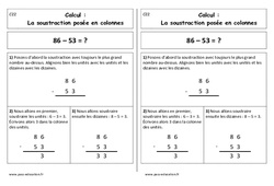 Soustraction posée en colonnes - Cours, Leçon : 3eme Harmos - PDF gratuit à imprimer