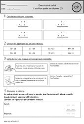 Exercices - Addition posée en colonnes avec retenue : 3eme Harmos - PDF à imprimer