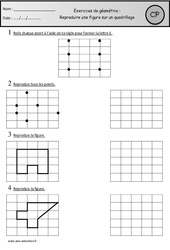 Exercices - Reproduire une figure sur un quadrillage : 3eme Harmos - PDF à imprimer