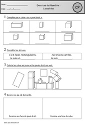 Exercices - Solides - Géométrie : 3eme Harmos - PDF à imprimer