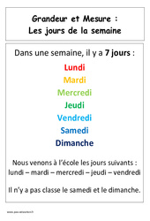 Jours de la semaine - Affiche pour la classe : 3eme Harmos - PDF à imprimer