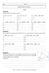 Synthèse - Exercices - Racines carrées : 11ème Harmos - PDF à imprimer