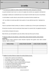 Exercices avec correction - Verbe : 7ème Harmos - PDF à imprimer