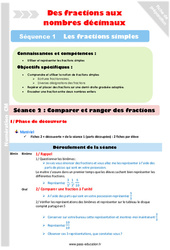 Comparer des fractions - Séance 2 - Fractions simples - Séquence 1 : 6ème, 7ème Harmos - PDF à imprimer