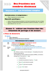 Fractions et mesures - Séance 4 - Fractions simples - Séquence 1 : 6ème, 7ème Harmos - PDF à imprimer