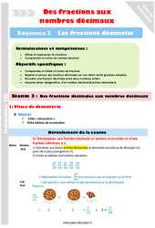 Fractions décimales aux nombres décimaux - Séance 3 - Fractions décimales - Séquence 2 : 6ème, 7ème Harmos - PDF à imprimer