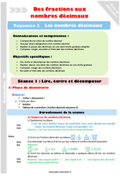 Lire - Ecrire et décomposer - Séance 1 - Nombres décimaux - Séquence 3 : 6ème, 7ème Harmos - PDF à imprimer