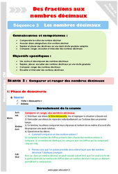 Comparer et ranger - Séance 3 - Nombres décimaux - Séquence 3 : 7ème Harmos - PDF à imprimer