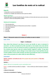 Familles de mots et le radical - Séquence - Fiche de préparation : 6ème Harmos - PDF à imprimer