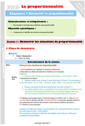 Découvrir les situations de proportionnalité - Séance 1 - Proportionnalité - Séquence 1 : 6ème, 7ème Harmos - PDF à imprimer