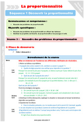 Résoudre des problèmes de proportionnalité - Séance 3 - Proportionnalité - Séquence 1 : 6ème, 7ème Harmos - PDF à imprimer