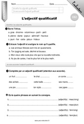 Adjectif qualificatif - Examen Evaluation - Bilan : 5ème Harmos - PDF à imprimer