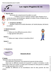 Règles d’hygiène de vie - Fiche de préparation : 3eme Harmos - PDF à imprimer