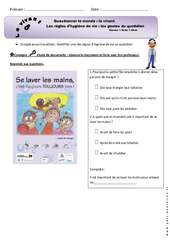 Gestes du quotidien pour avoir une bonne hygiène de vie - Exercices : 3eme Harmos - PDF à imprimer