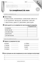 Complément du nom - Examen Evaluation - Bilan : 5ème Harmos - PDF à imprimer