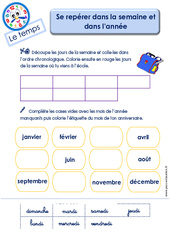 Se repérer dans la semaine et dans l’année - Le Temps : 2ème Harmos - PDF à imprimer