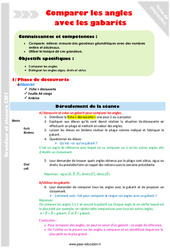 Comparer les angles en utilisant un gabarit - Fiche de préparation : 6ème Harmos - PDF à imprimer