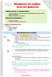 Séquence - Fiche de préparation Comparer les angles en utilisant un gabarit - Séquence - Fiche de préparation : 6ème Harmos - PDF à imprimer