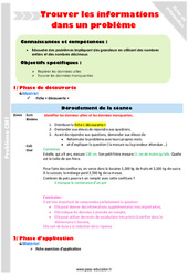 Trouver les informations dans un problème - Séquence - Fiche de préparation : 6ème Harmos - PDF à imprimer