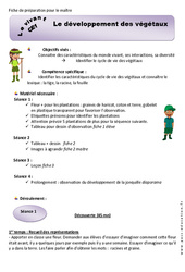 Séquence - Fiche de préparation Développement des végétaux - Séquence - Fiche de préparation : 4ème Harmos - PDF à imprimer