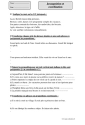 Juxtaposition - Coordination - Fiche d’exercices avec correction : 7ème Harmos - PDF à imprimer